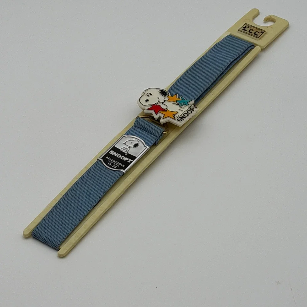 Vintage Lee Snoopy Peanuts Blue Elastic Adjustable Belt Kids Made in USA 18-28